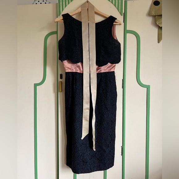 Vinrage Black Rhinestone Lace And Satin Dress / 50s / 60s VLV VTG - Picture 3 of 9